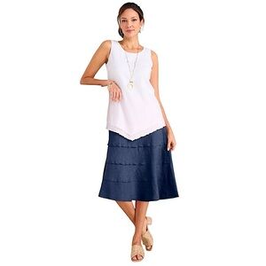 Soft Surroundings Jenny Linen Skirt in Starry Night size 3X NWT
